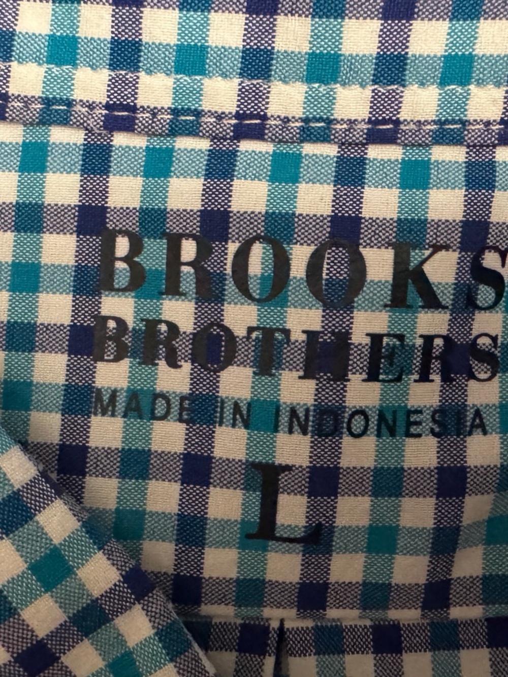 Brooks Brother’s Men's SS Blue Check Button-Down Shirt with Front Pocket size L - Picture 2 of 6